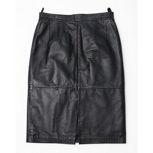 Diversity Vintage 100% Genuine Leather Pencil Skirt Womens 8 Black Lined